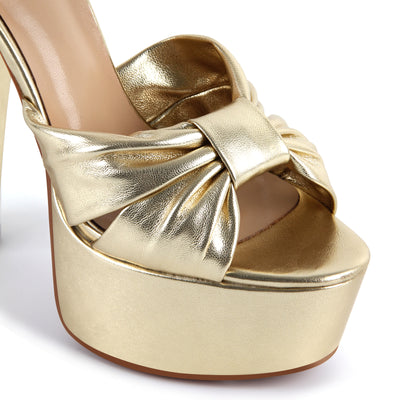 Platform Bowknot Buckle Strap Chunky Heel Sandals