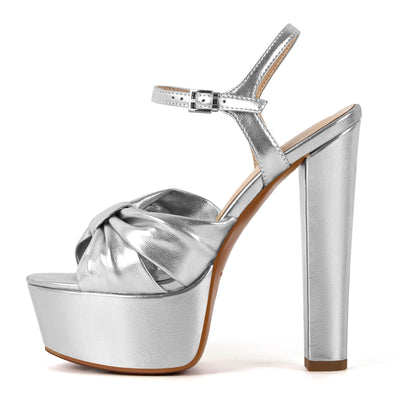 Platform Bowknot Buckle Strap Chunky Heel Sandals