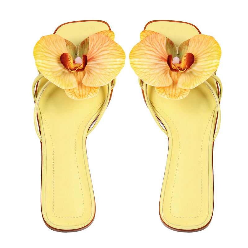 Flower Square Toe Sandals Flats