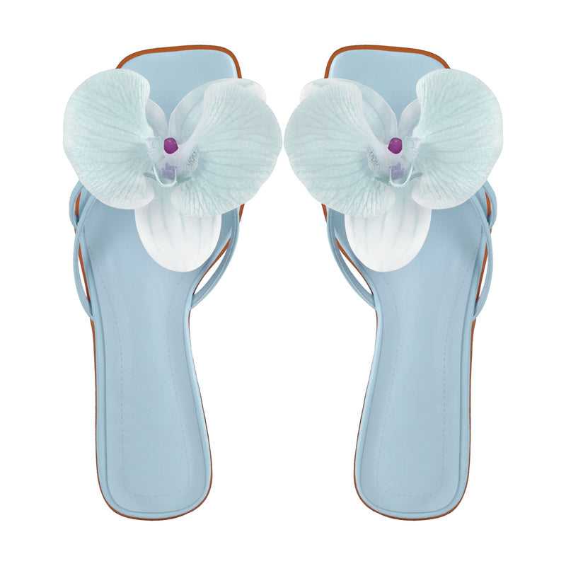 Flower Square Toe Sandals Flats
