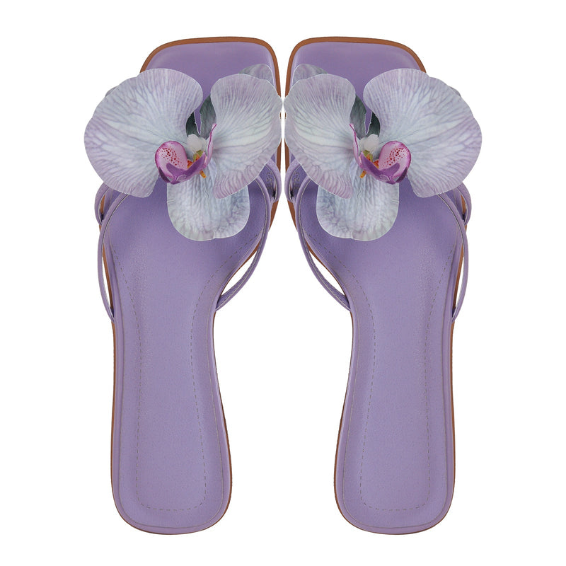 Flower Square Toe Sandals Flats