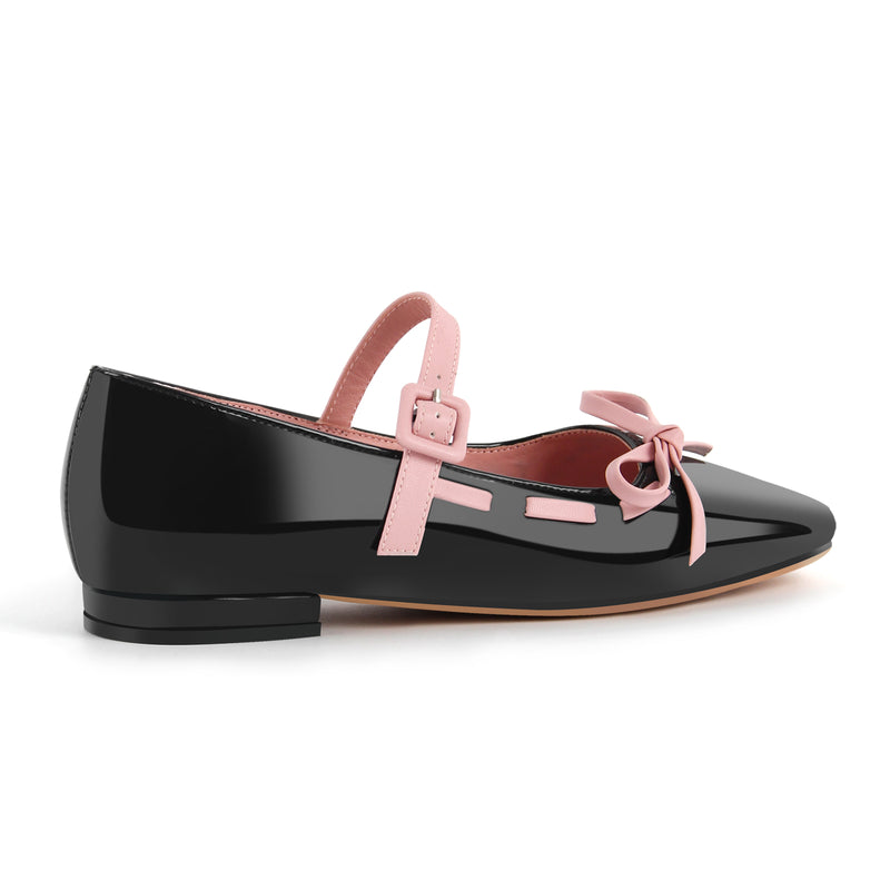 Bow Square Toe Mary Jane Ballet Flats