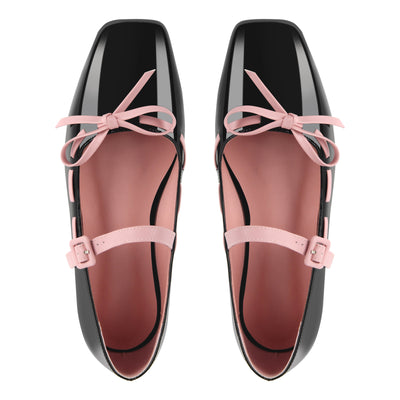Bow Square Toe Mary Jane Ballet Flats