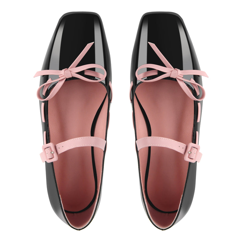 Bow Square Toe Mary Jane Ballet Flats