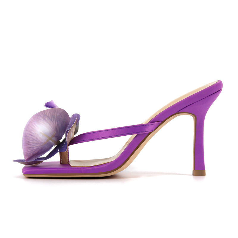 Sqaure Toe Flower Thong Mules