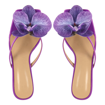Sqaure Toe Flower Thong Mules