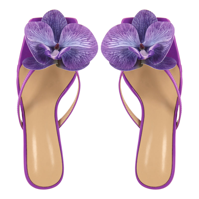 Sqaure Toe Flower Thong Mules