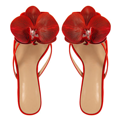 Sqaure Toe Flower Thong Mules