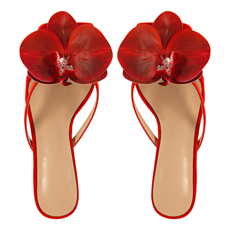 Sqaure Toe Flower Thong Mules