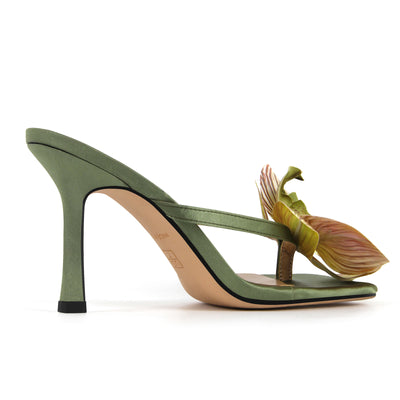 Sqaure Toe Flower Thong Mules