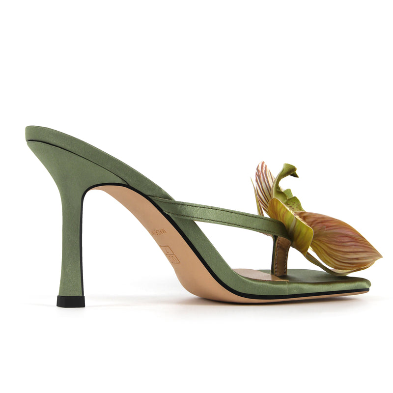 Sqaure Toe Flower Thong Mules