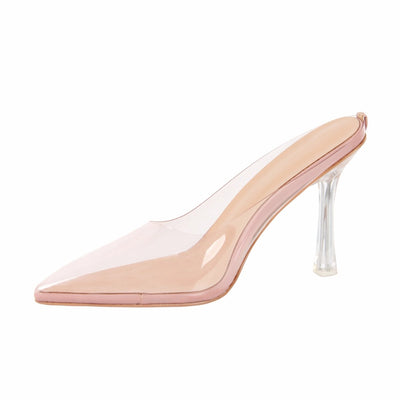 Pointed Toe Clear Heel Mules
