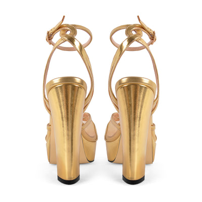 Platform Mesh Ankle Strap Chunky Heel Sandals