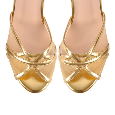 Platform Mesh Ankle Strap Chunky Heel Sandals