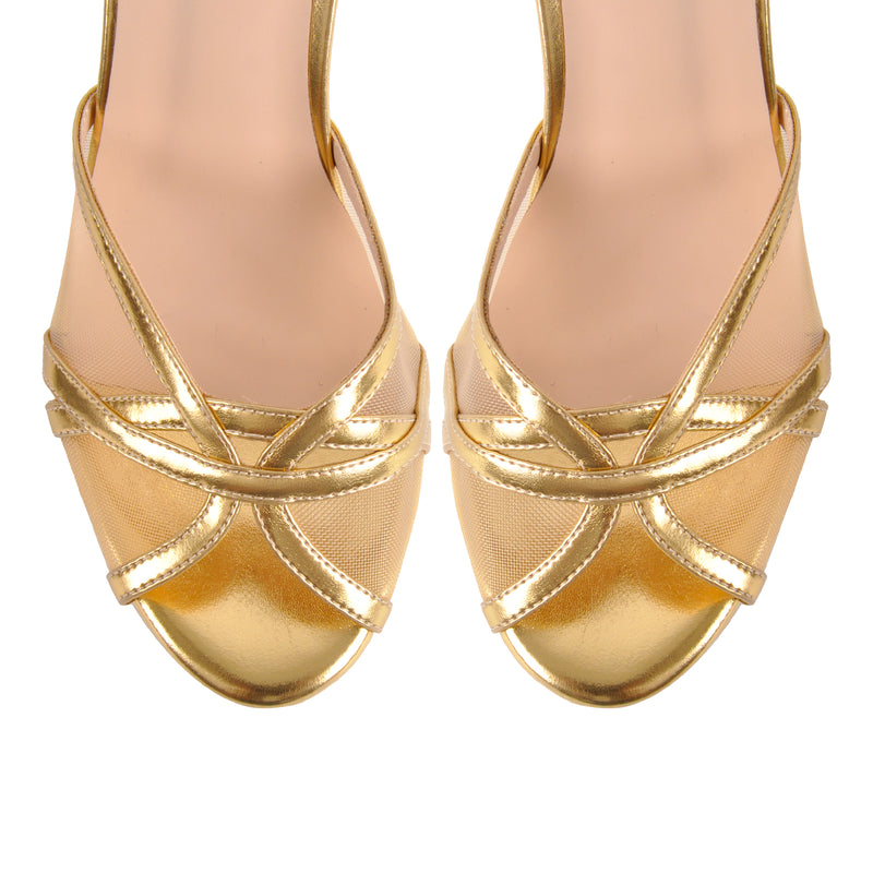 Platform Mesh Ankle Strap Chunky Heel Sandals