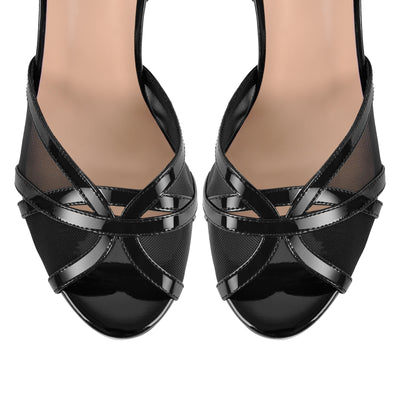 Platform Mesh Ankle Strap Chunky Heel Sandals