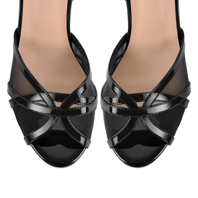 Platform Mesh Ankle Strap Chunky Heel Sandals