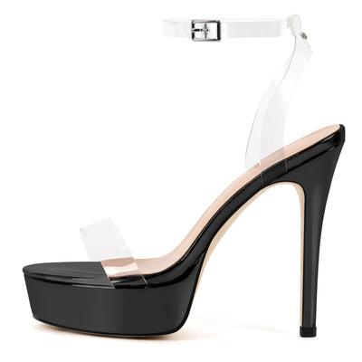 Clear Ankle Strap Platform Stiletto Sandals