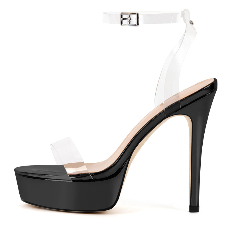 Clear Ankle Strap Platform Stiletto Sandals