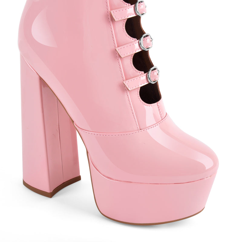 Platform Multibuckle Strap Knee High Boots
