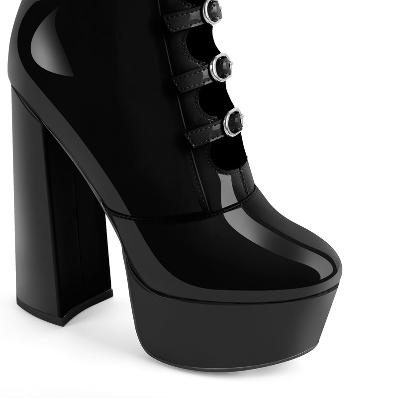 Platform Multibuckle Strap Knee High Boots