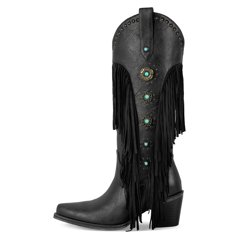 Fringe & Stud Western Boots