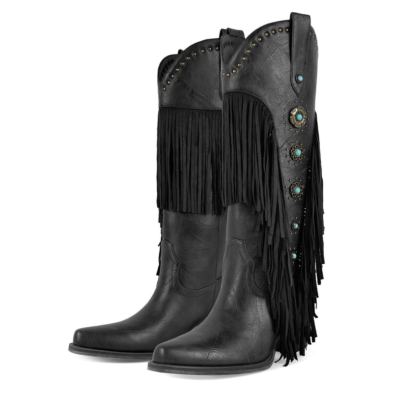 Fringe & Stud Western Boots