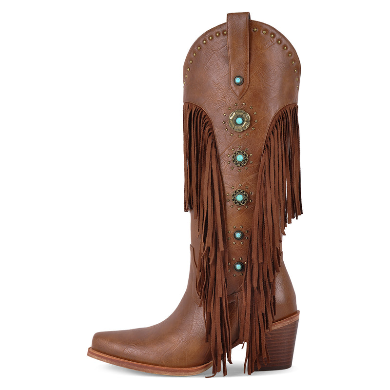 Fringe & Stud Western Boots