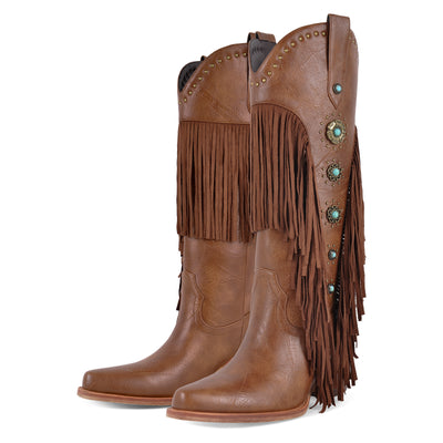 Fringe & Stud Western Boots