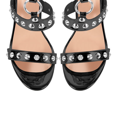 Round Toe Rivet Multi Buckle Straps Sandals