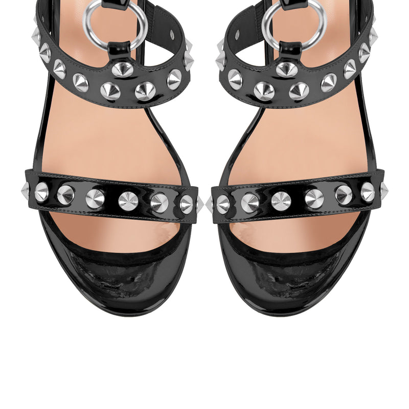 Round Toe Rivet Multi Buckle Straps Sandals