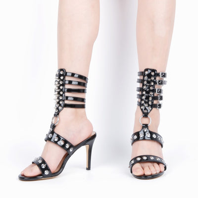Round Toe Rivet Multi Buckle Straps Sandals