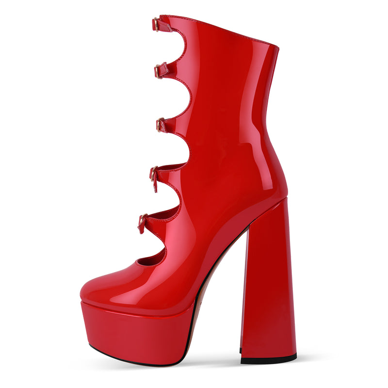 Platform Multi Buckle Strap Ankle Boots