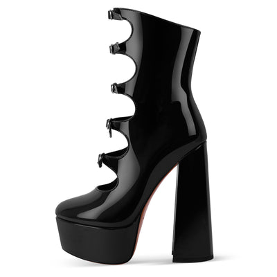 Platform Multi Buckle Strap Ankle Boots