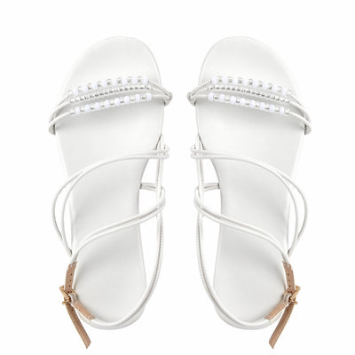 Beaded Buckle Strap Flats