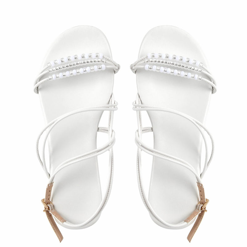 Beaded Buckle Strap Flats