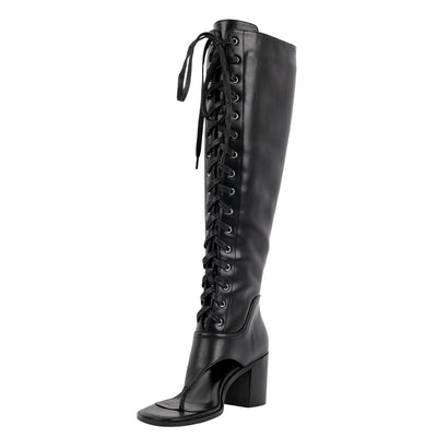Thong Lace-up Knee High Bootie Sandals