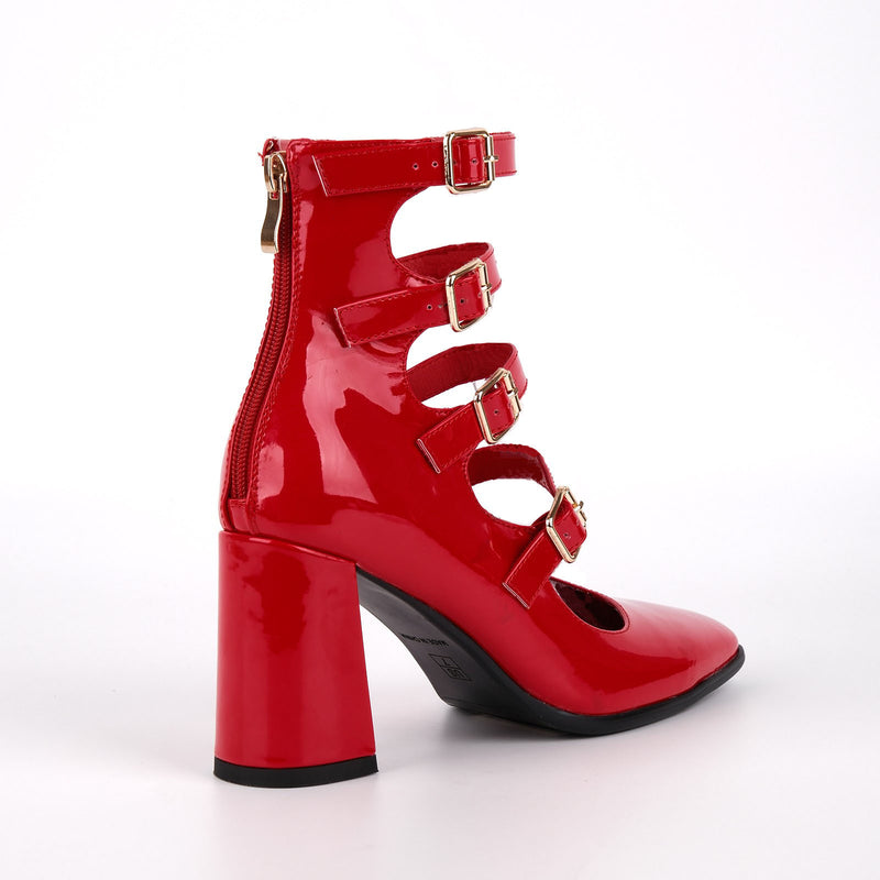 Square Toe Multi Buckle Strap Pumps