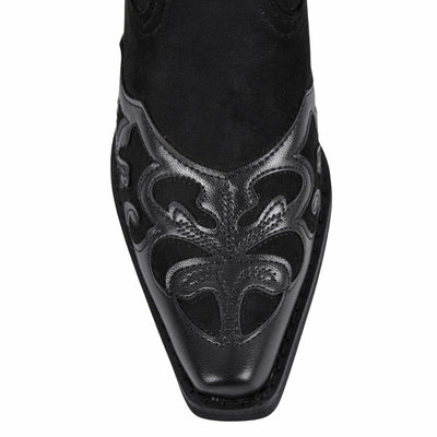 Pointed Toe Suede Knee High Western Boots
