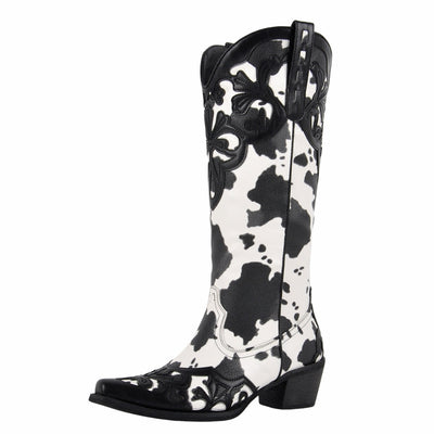 Pointed Toe Suede Knee High Western Boots