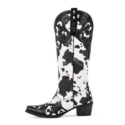 Pointed Toe Suede Knee High Western Boots