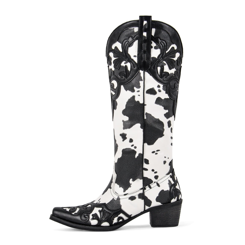 Pointed Toe Suede Knee High Western Boots