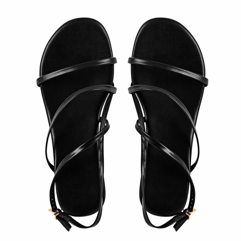 Round Toe Buckle Strap Flat Sandals