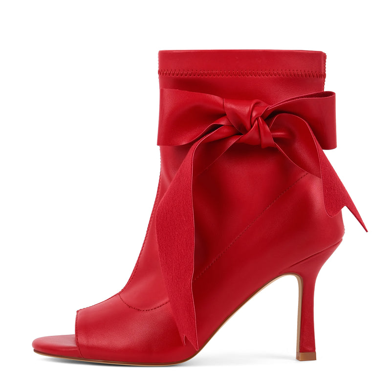 Peep Toe Bow Stiletto Ankle Boots