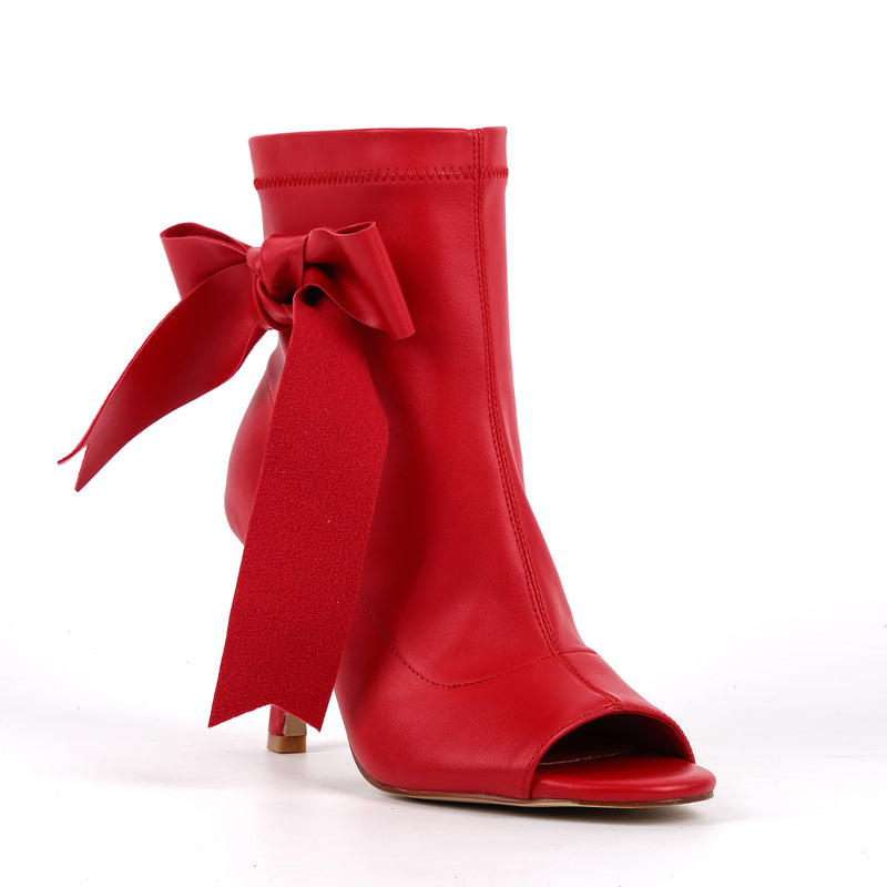 Peep Toe Bow Stiletto Ankle Boots