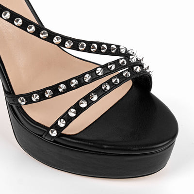 Round Toe Platform Rivet Slip On Sandals