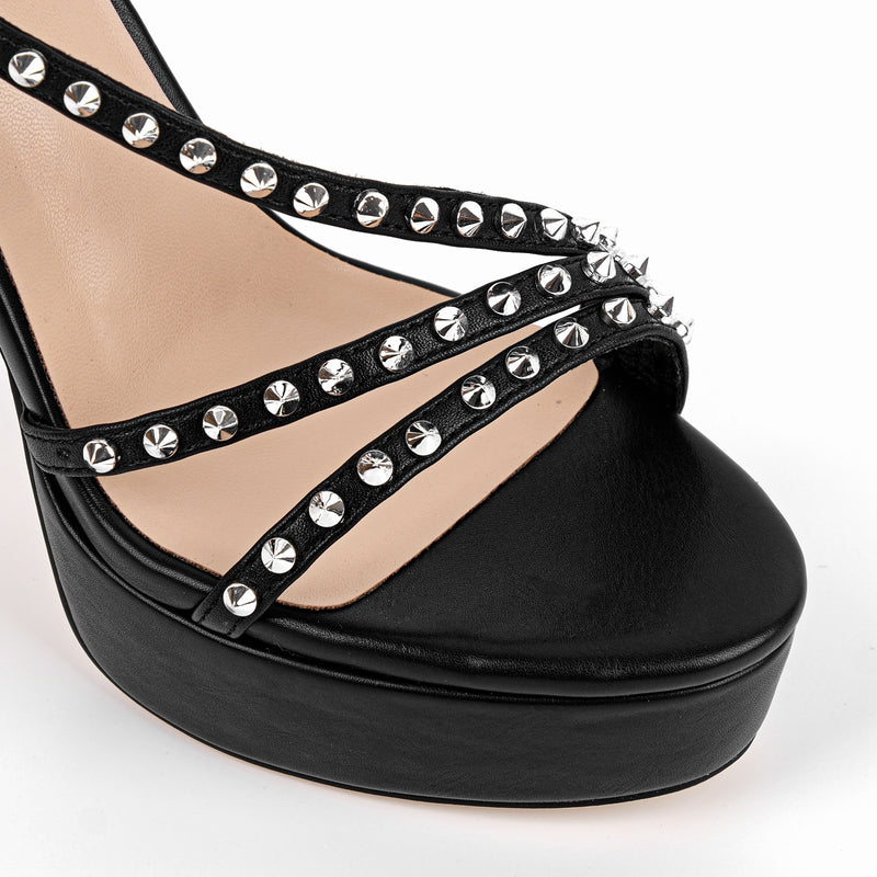 Round Toe Platform Rivet Slip On Sandals