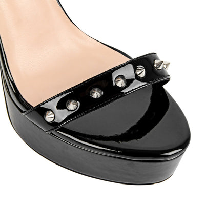 Platform Rivet Buckle Ankle Strap Sandals