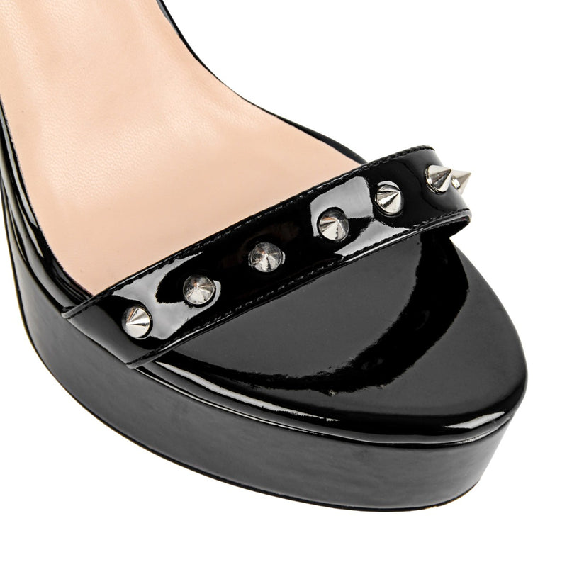 Platform Rivet Buckle Ankle Strap Sandals