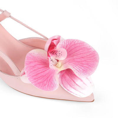 Flower Pointed Toe Slingback Pumps